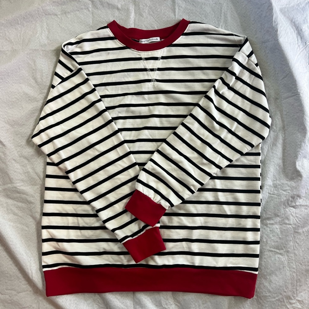 Notations Black and White Crewneck Sweater